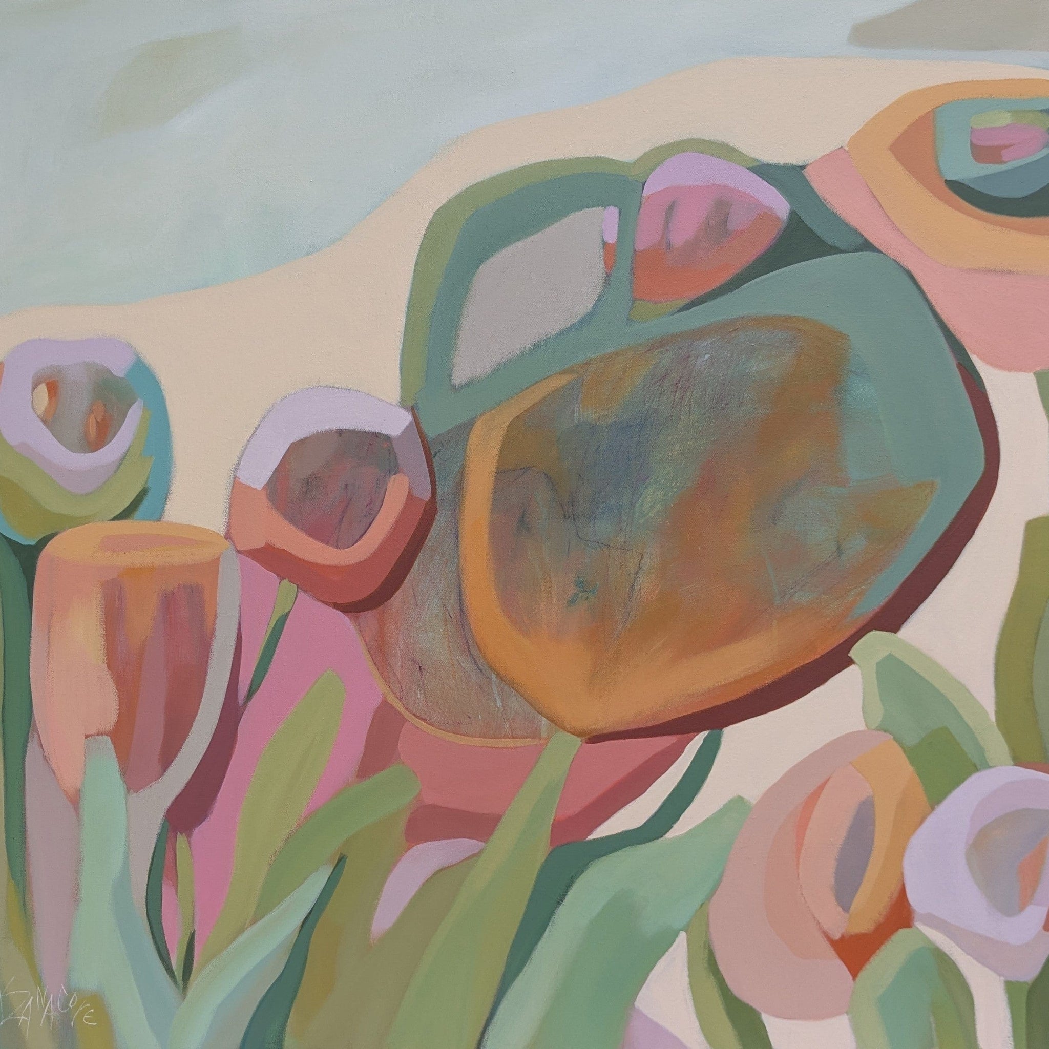 Luce Sanacore Oeuvre original - Peinture 36x40 Flower Power