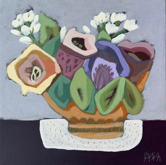 Luce Sanacore Oeuvre original - Peinture 12x12 Terracotta Vase