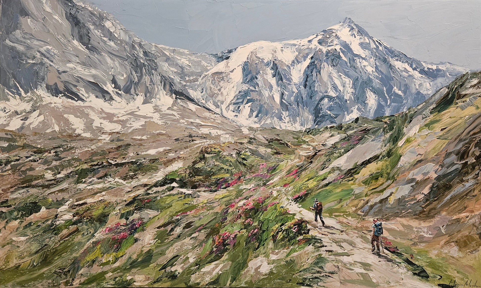 Manon Marchand Oeuvre original - Peinture 36x60 Alentours du Mt-Blanc