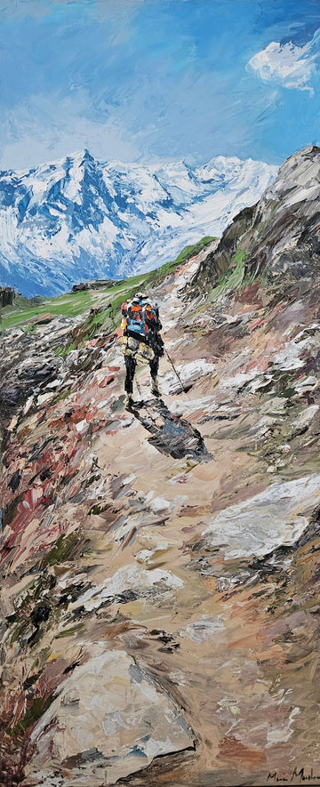 Manon Marchand Oeuvre original - Peinture 48x20 Aventure Mt-Blanc