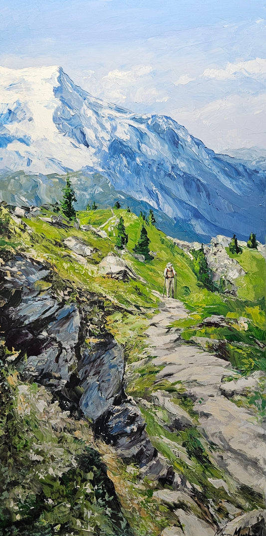 Manon Marchand Oeuvre original - Peinture 48x24 En avant Mont Blanc