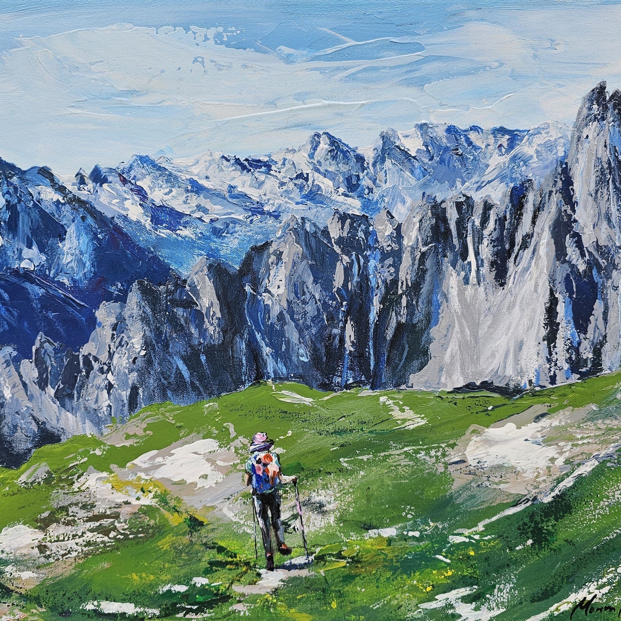 Manon Marchand Oeuvre original - Peinture 16x20 Marcher vers les sommets