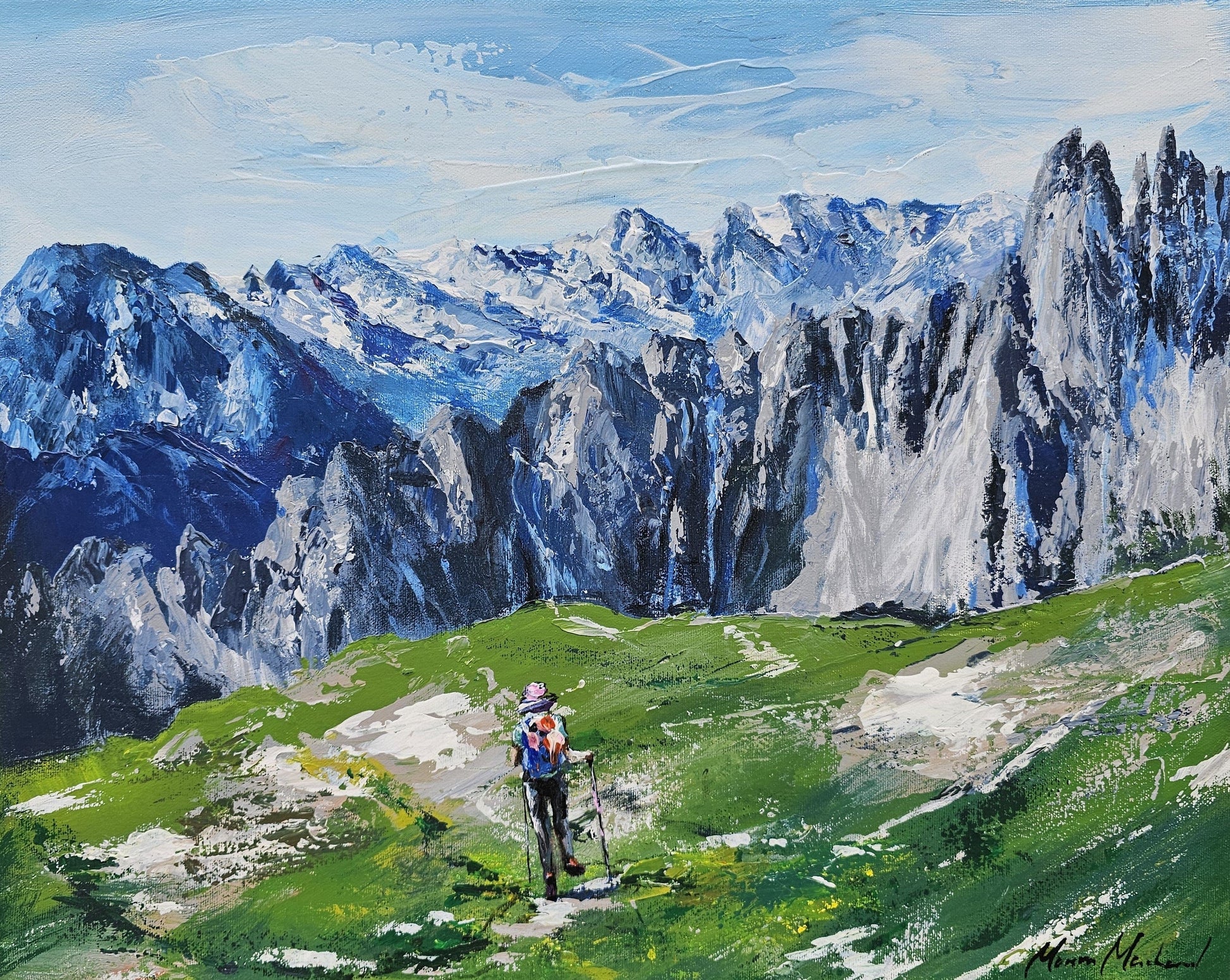 Manon Marchand Oeuvre original - Peinture 16x20 Marcher vers les sommets