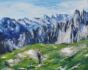 Manon Marchand Oeuvre original - Peinture 16x20 Marcher vers les sommets