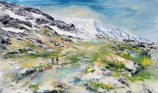 Manon Marchand Oeuvre original - Peinture 36x60 Mont Blanc à deux