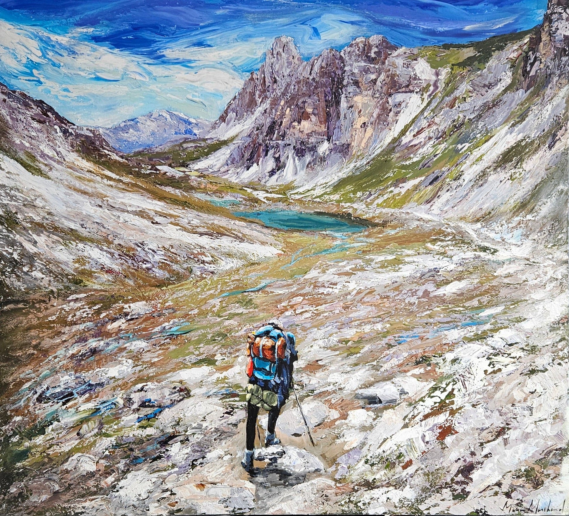 Manon Marchand Oeuvre original - Peinture 36x40 Nomade des Dolomites
