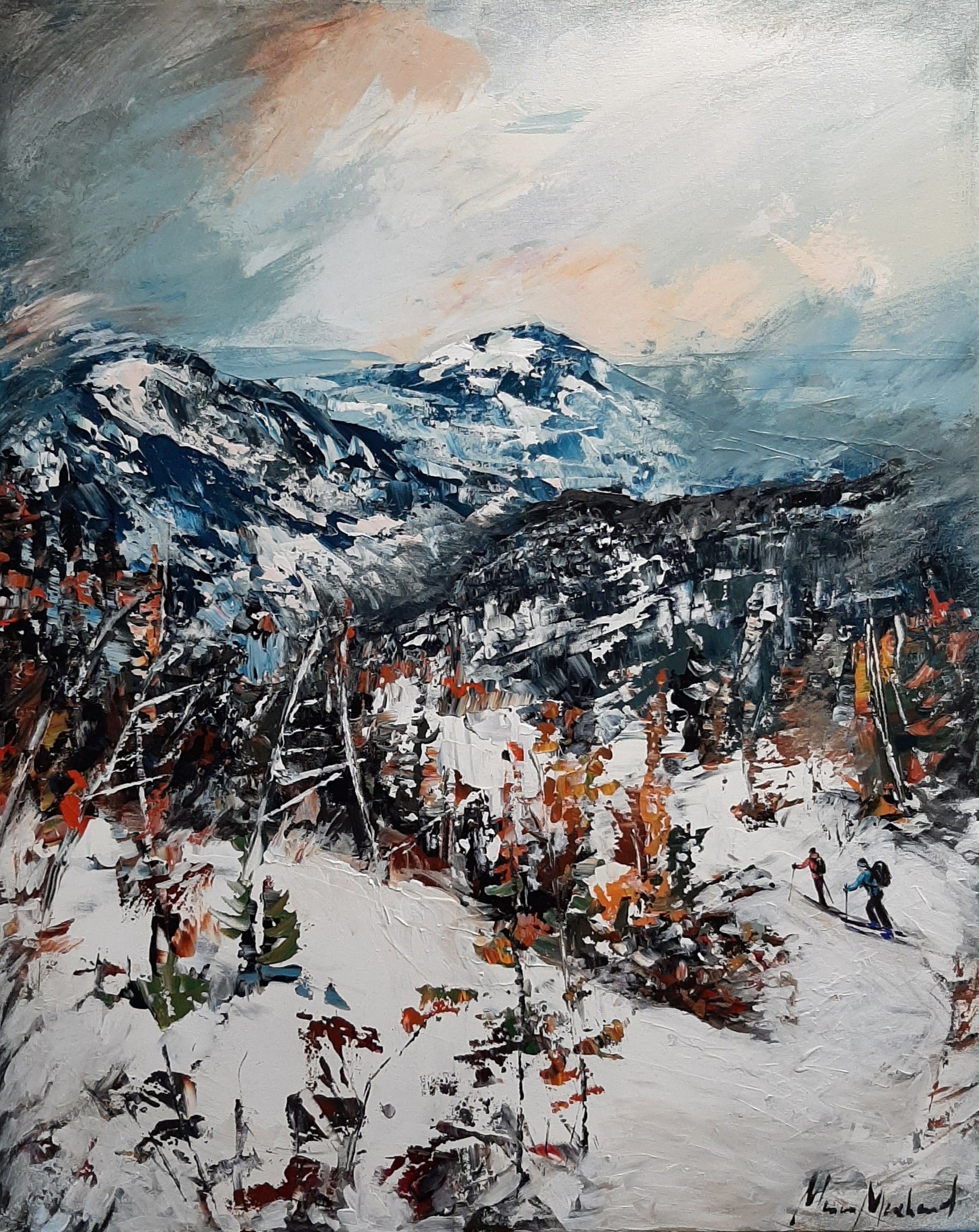 Manon Marchand Oeuvre original - Peinture 30x24 Première neige Parc-des-Grands-Jardins