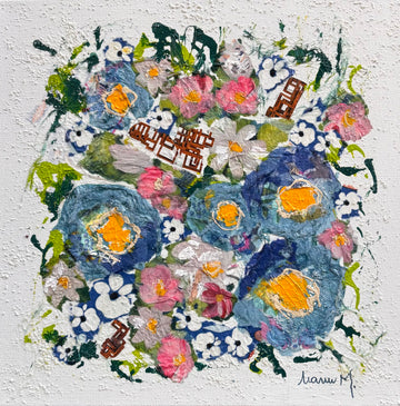 Manuela Moldovan Oeuvre original - Techniques mixtes 12x12 A Blue Bouquet 1
