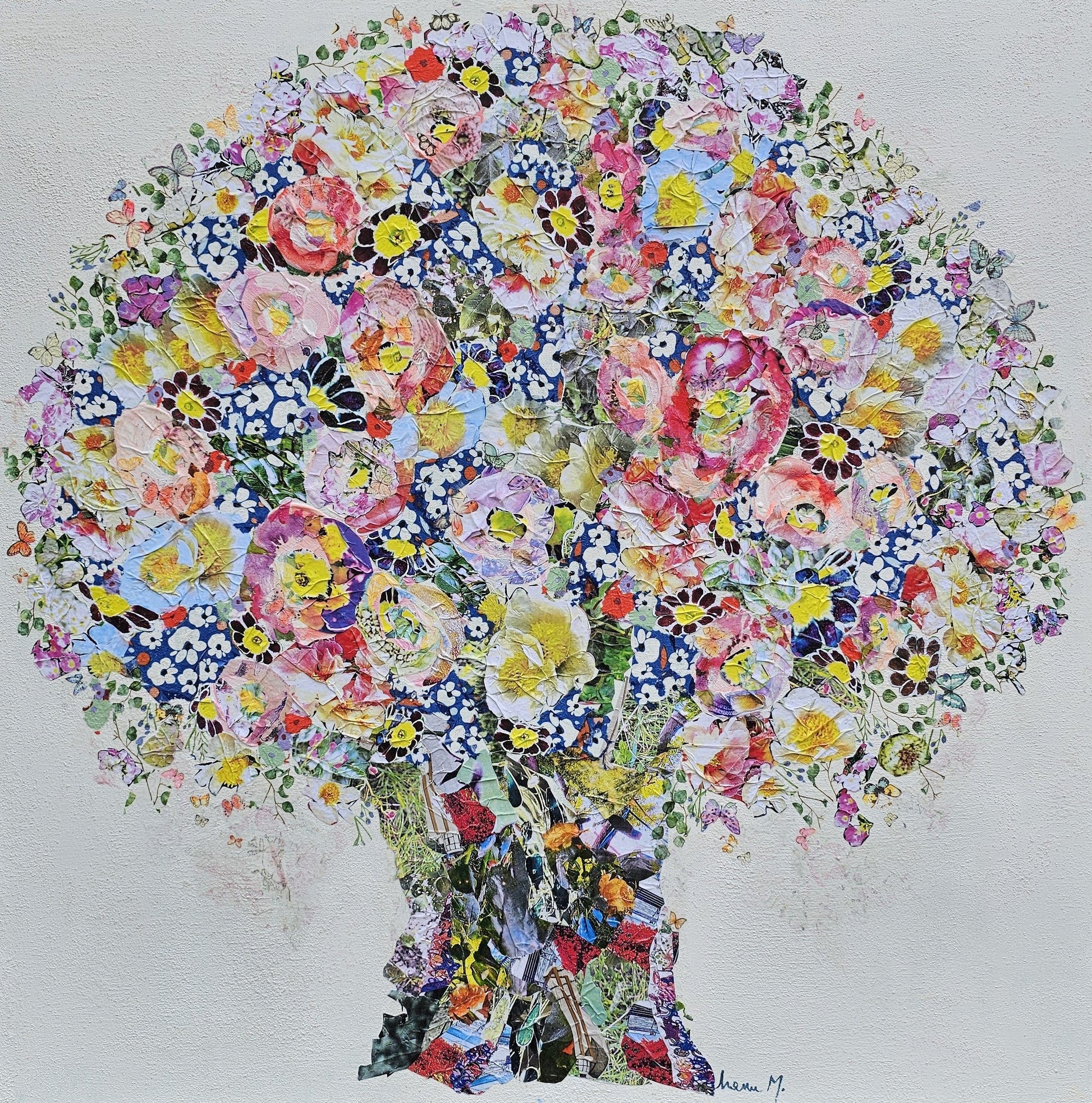 Manuela Moldovan Oeuvre original - Techniques mixtes 36x36 A Bohemian Bouquet