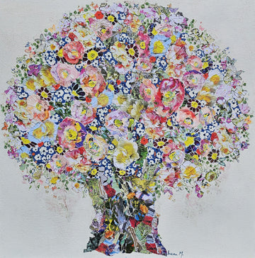 Manuela Moldovan Oeuvre original - Techniques mixtes 36x36 A Bohemian Bouquet