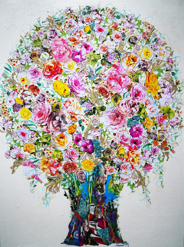 Manuela Moldovan Oeuvre original - Techniques mixtes 48x36 A GRAND ROSES BOUQUET