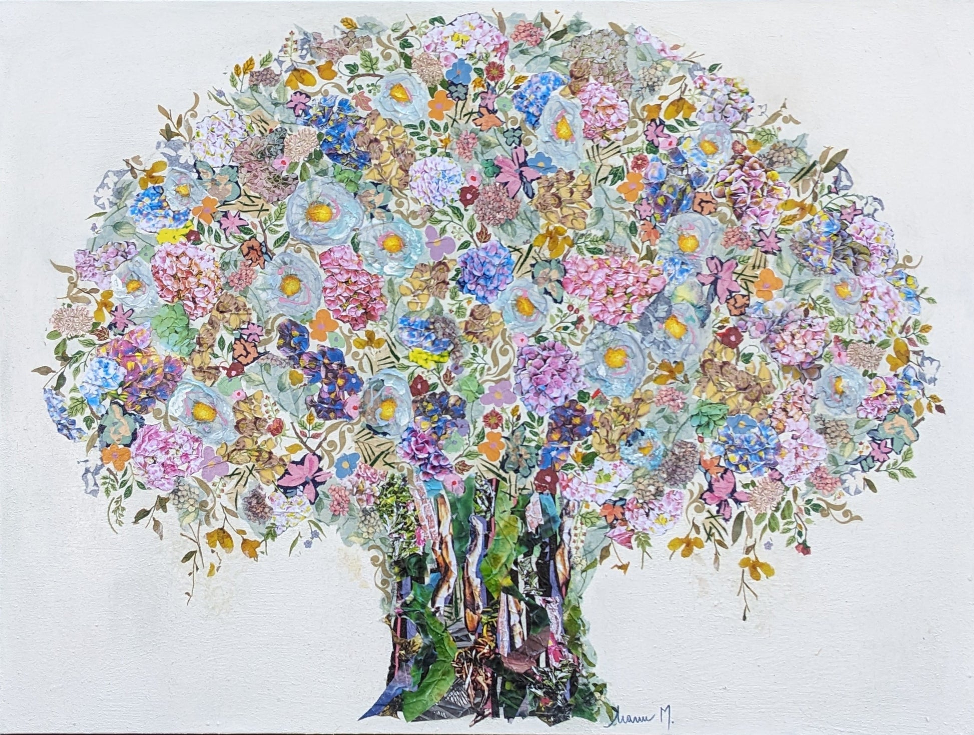 Manuela Moldovan Oeuvre original - Techniques mixtes 30x40 A HYDRANGEA BOUQUET