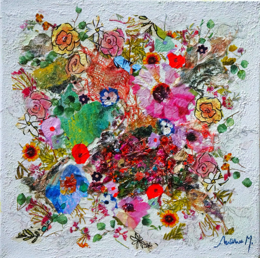 Manuela Moldovan Oeuvre original - Techniques mixtes 12x12 A Magical Bouquet 9