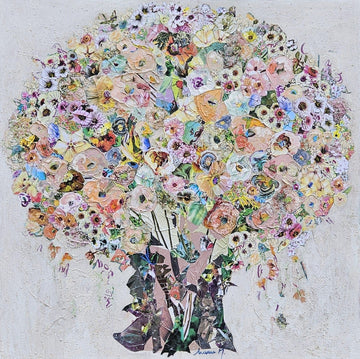 Manuela Moldovan Oeuvre original - Techniques mixtes 36x36 A Pink Bouquet