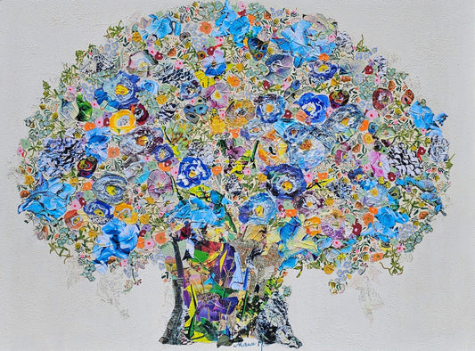 Manuela Moldovan Oeuvre original - Techniques mixtes 30x40 Blue Hydrangeas in 2025