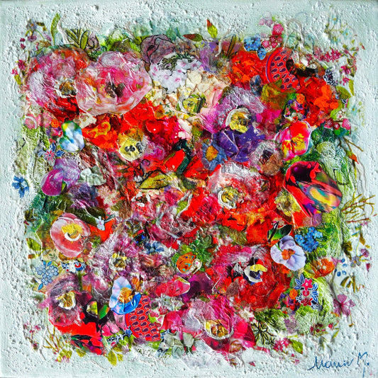 Manuela Moldovan Oeuvre original - Techniques mixtes 12x12 Bouquet Delight 11