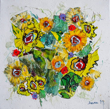 Manuela Moldovan Oeuvre original - Techniques mixtes 12x12 MiniSunflowers 2