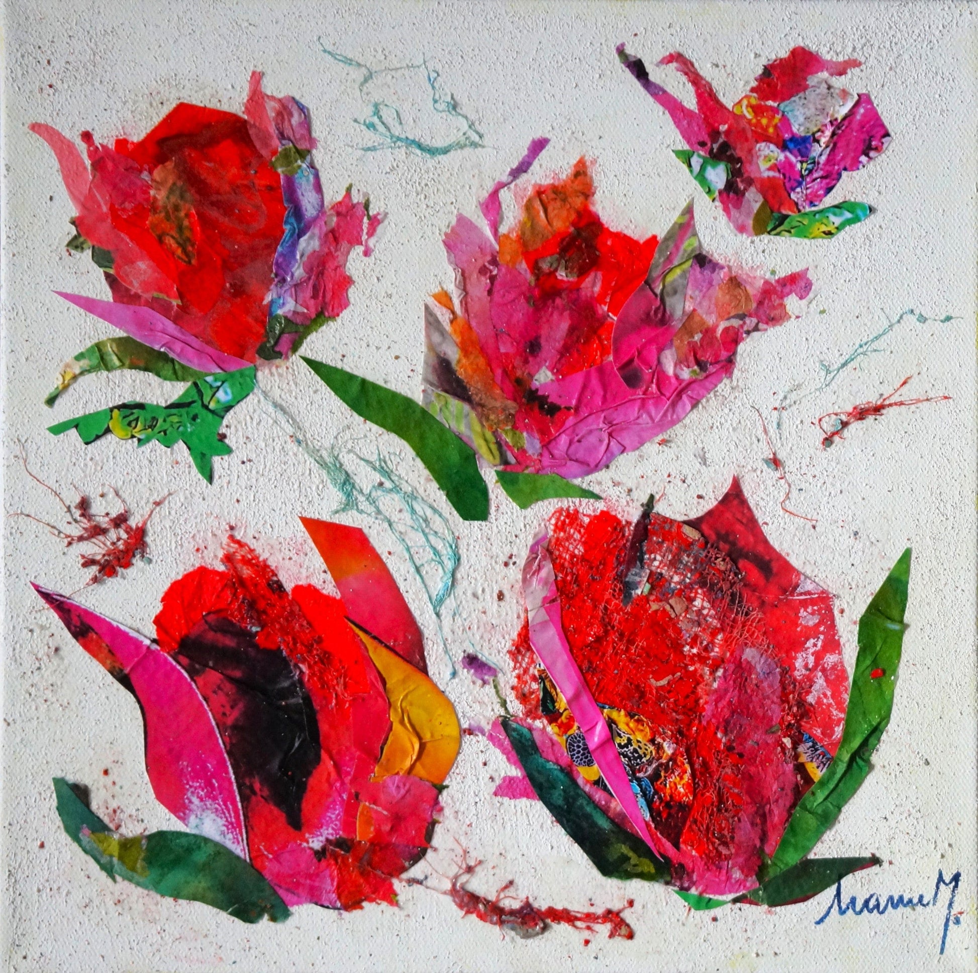 Manuela Moldovan Oeuvre original - Techniques mixtes 12x12 Tulips 10