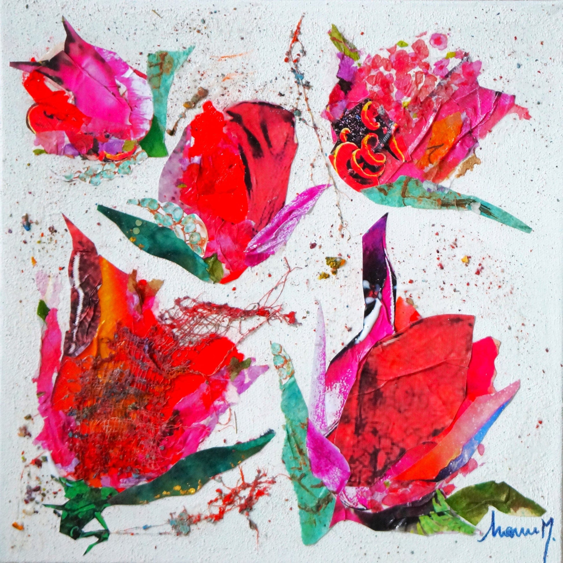 Manuela Moldovan Oeuvre original - Techniques mixtes 12x12 Tulips 9