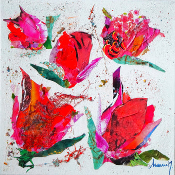 Manuela Moldovan Oeuvre original - Techniques mixtes 12x12 Tulips 9
