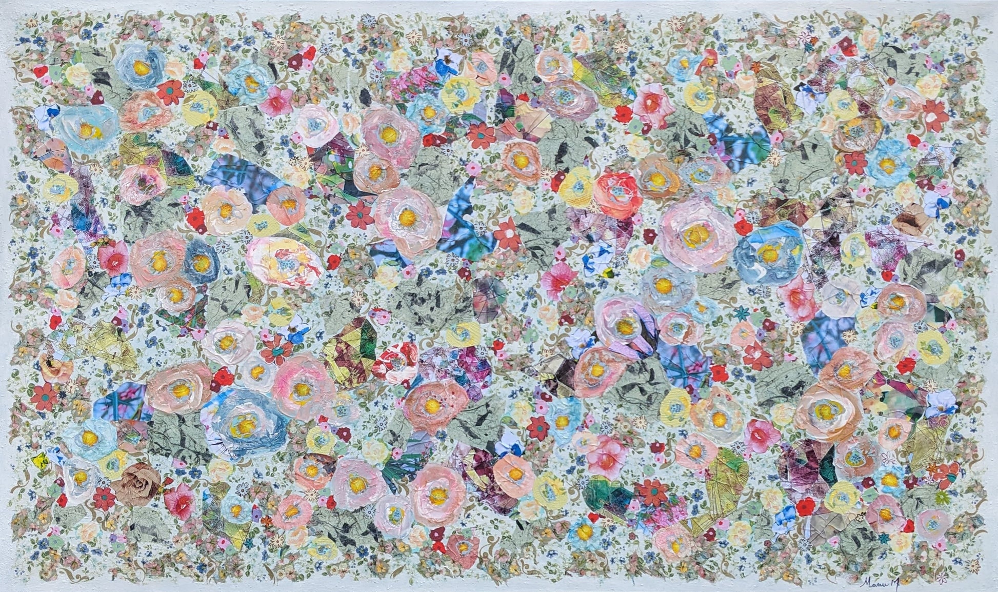 Manuela Moldovan Oeuvre original - Techniques mixtes 36x60 WALKING IN THE CELESTIAL GARDEN