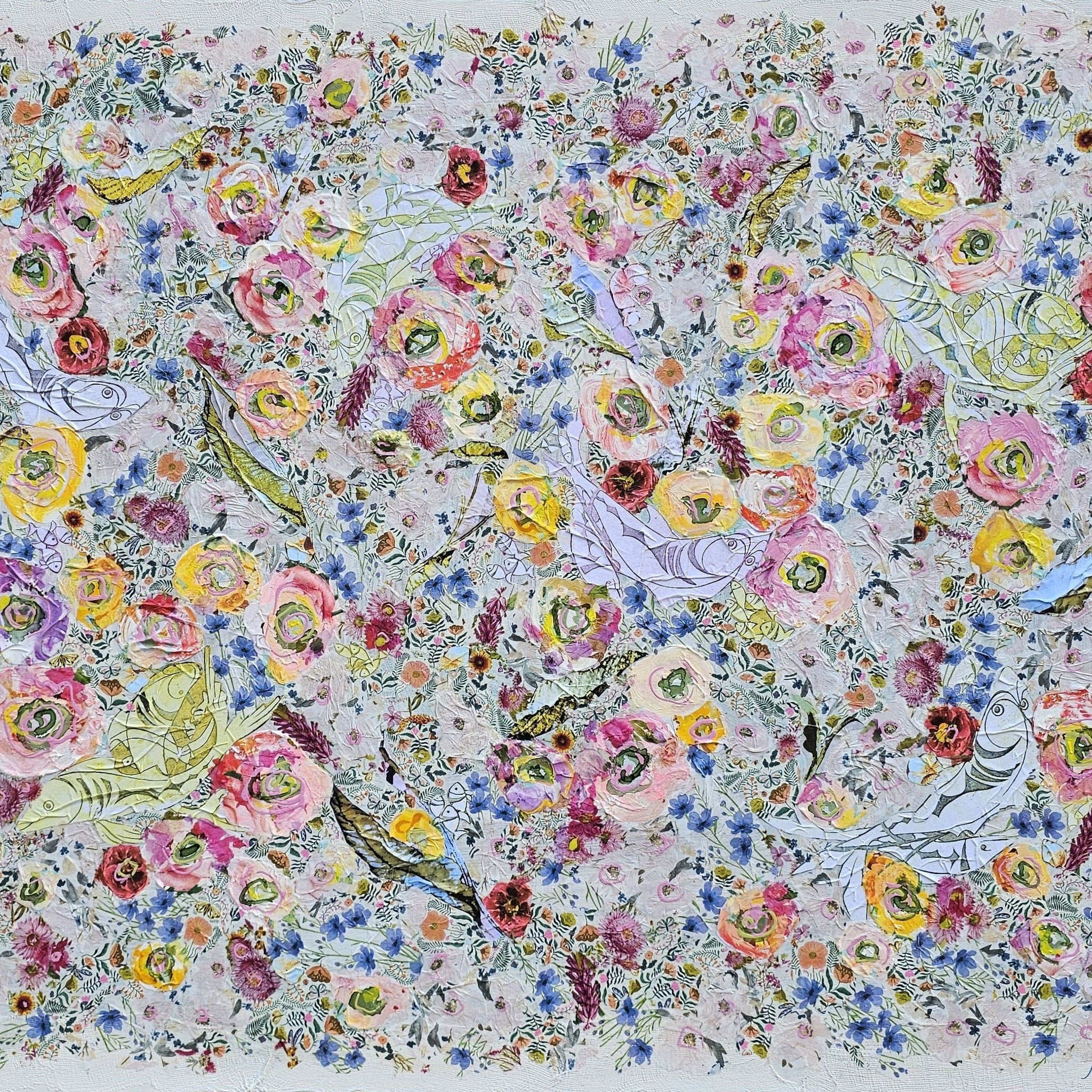 Manuela Moldovan Oeuvre original - Techniques mixtes 40x60 Walking in the Fish Garden