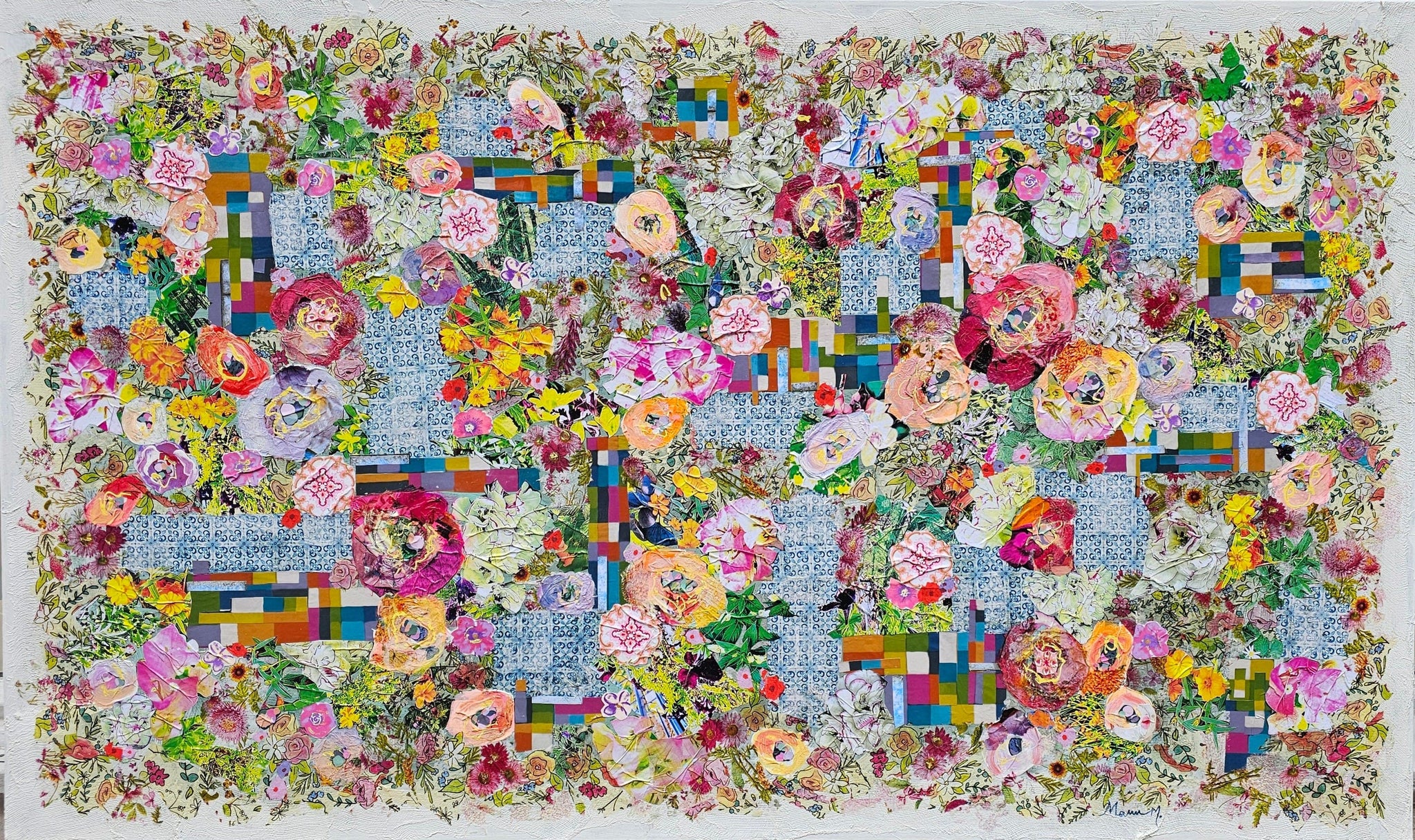 Manuela Moldovan Oeuvre original - Techniques mixtes 36x60 Walking in The Geometrical Garden