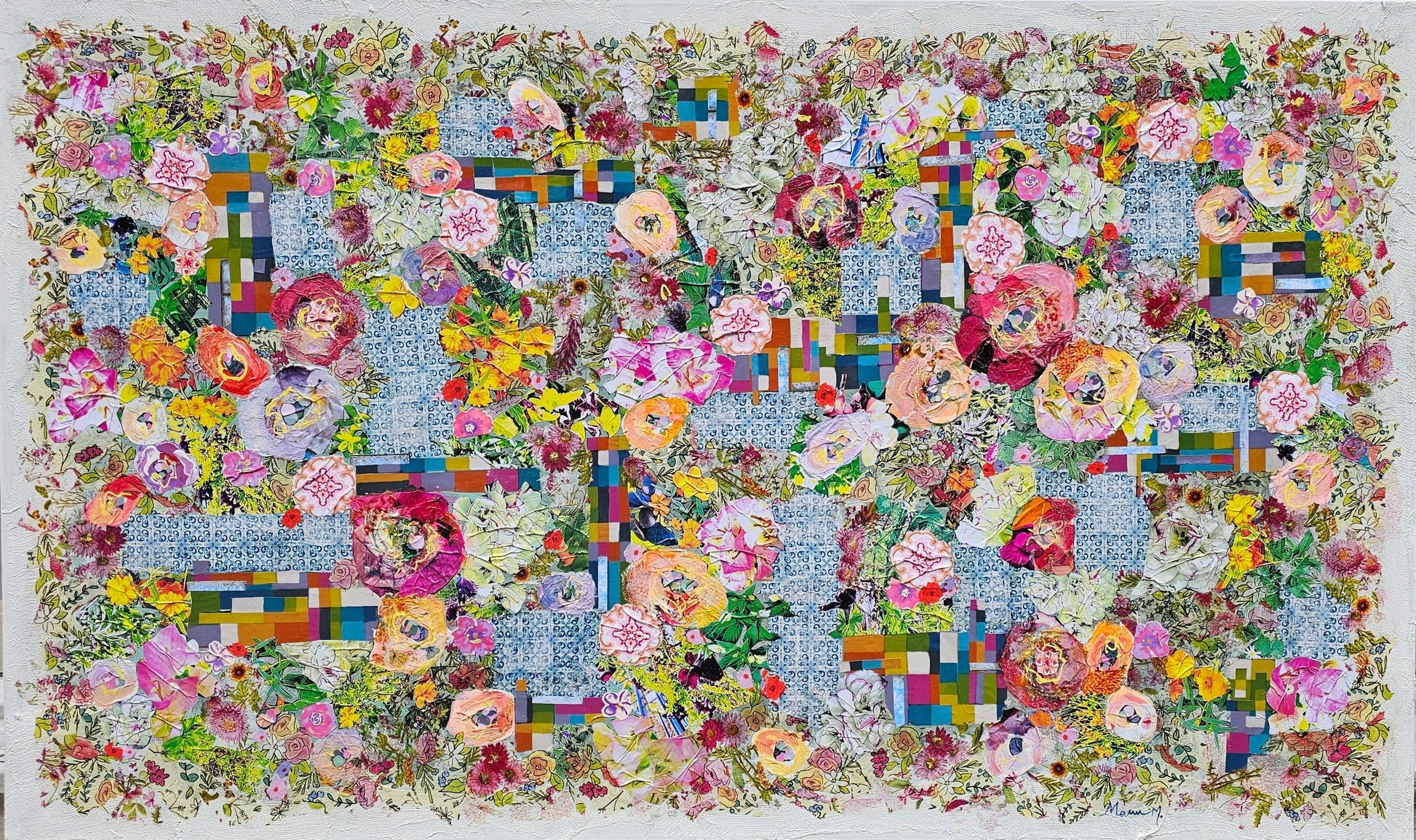 Manuela Moldovan Oeuvre original - Techniques mixtes 36x60 Walking in The Geometrical Garden