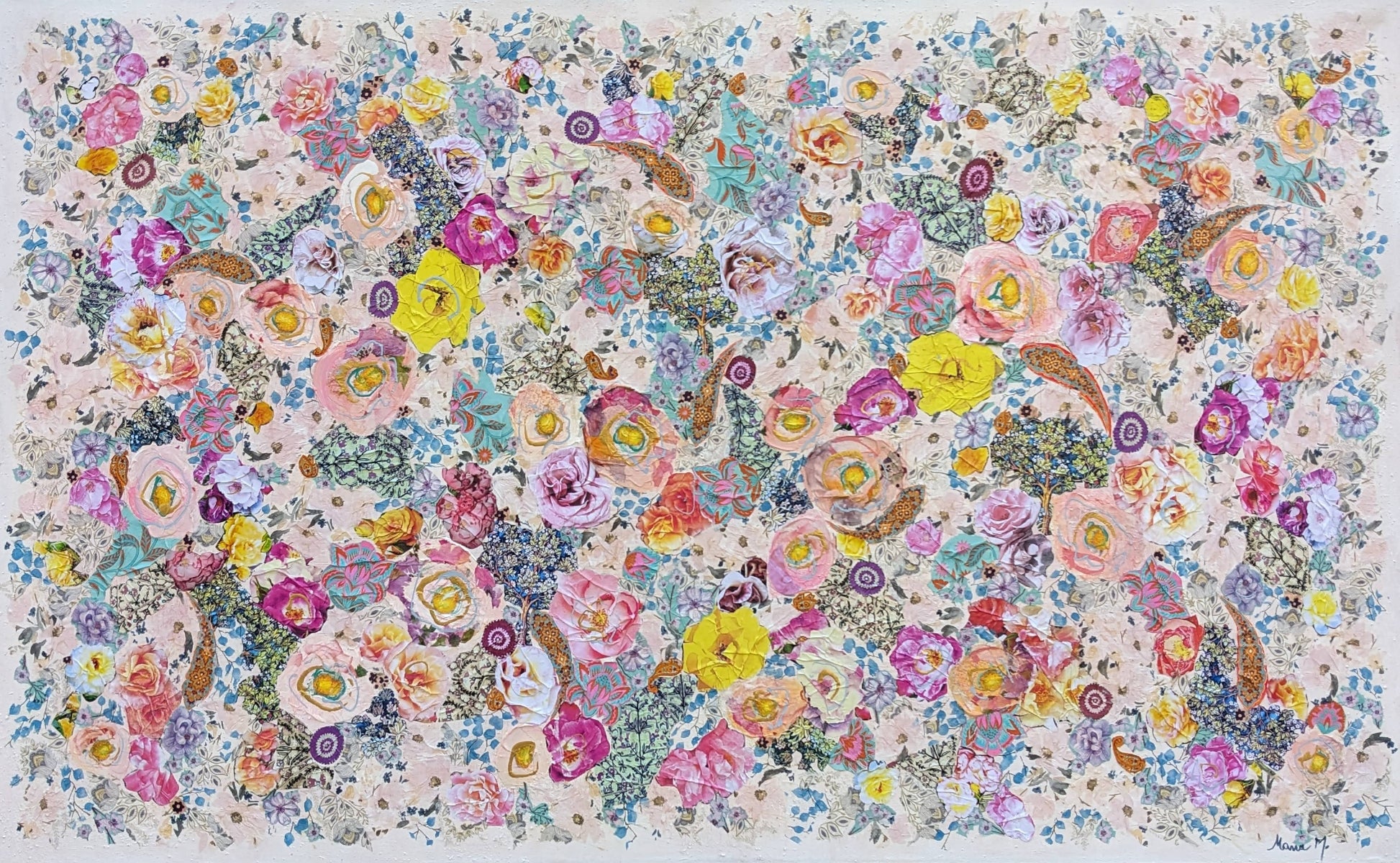 Manuela Moldovan Oeuvre original - Techniques mixtes 36x60 WALKING IN THE ISPAHAN GARDEN