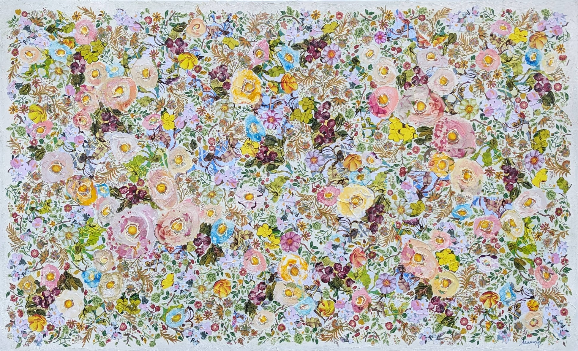 Manuela Moldovan Oeuvre original - Techniques mixtes 36x60 WALKING IN THE ITALIAN GARDEN