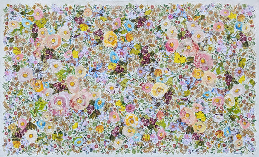 Manuela Moldovan Oeuvre original - Techniques mixtes 36x60 WALKING IN THE ITALIAN GARDEN