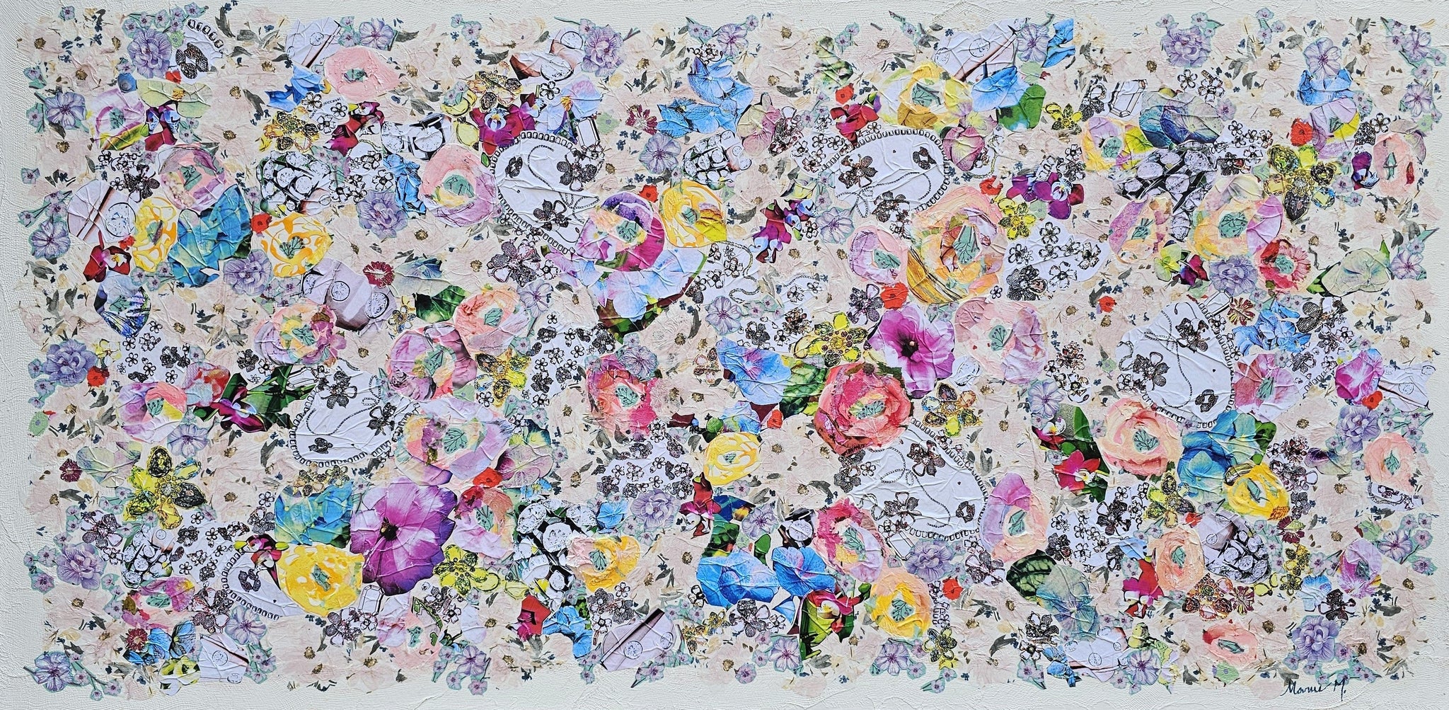 Manuela Moldovan Oeuvre original - Techniques mixtes 30x60 Walking in the Jewels Garden