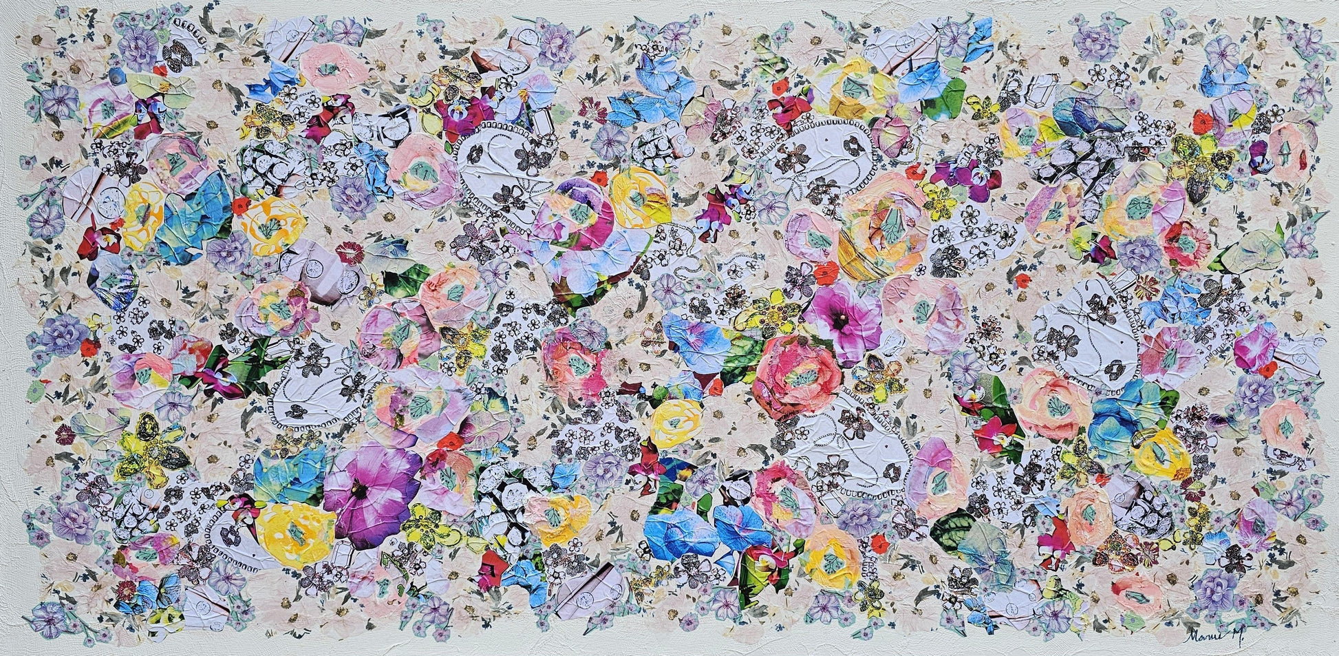Manuela Moldovan Oeuvre original - Techniques mixtes 30x60 Walking in the Jewels Garden