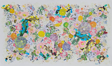 Manuela Moldovan Oeuvre original - Techniques mixtes 36x60 WALKING IN THE LANTERN GARDEN