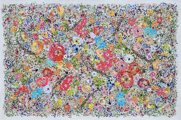 Manuela Moldovan Oeuvre original - Techniques mixtes 40x60 WALKING IN THE MAGICAL GARDEN