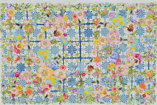 Manuela Moldovan Oeuvre original - Techniques mixtes 40x60 WALKING IN THE MEDITERRANEAN GARDEN