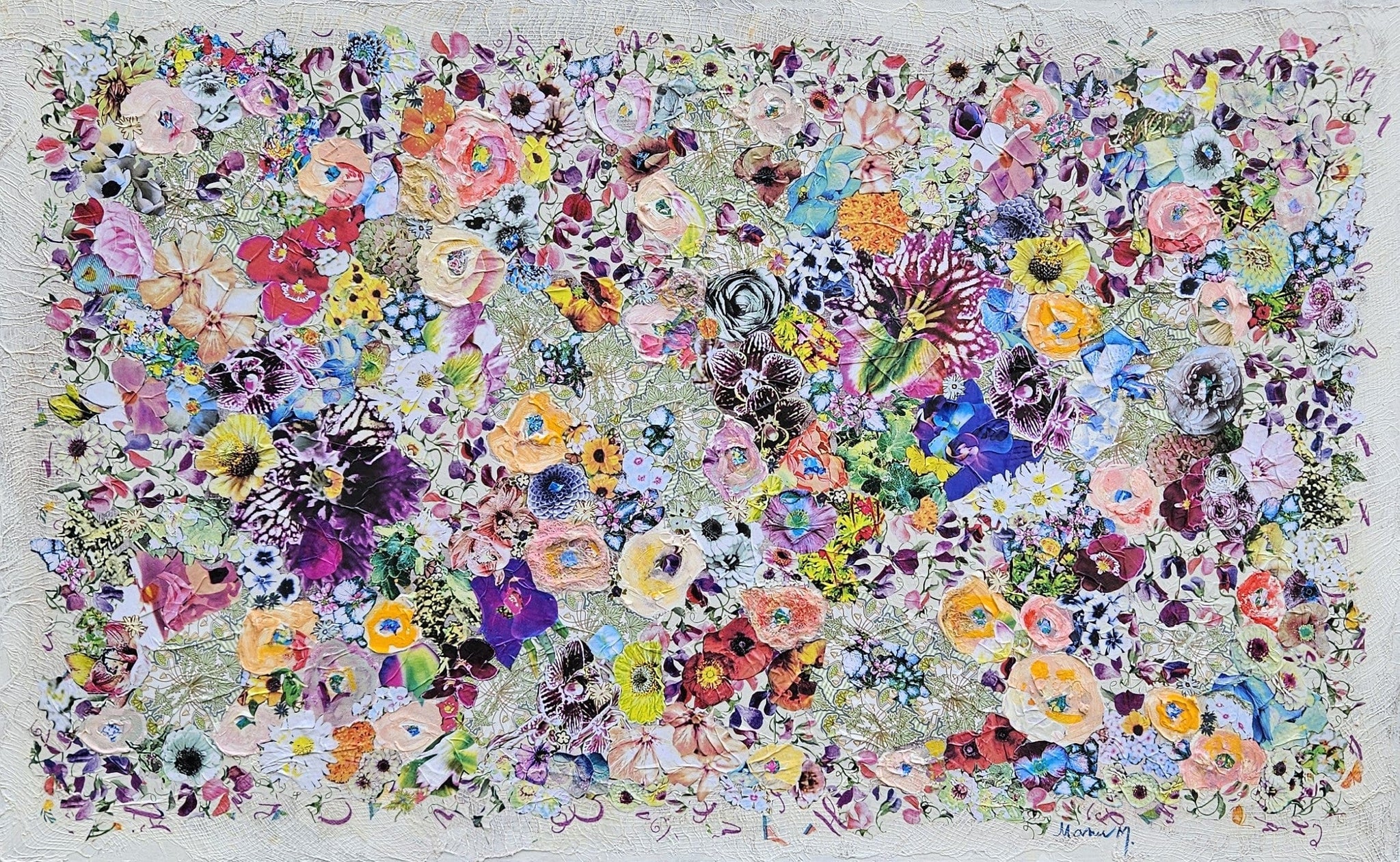 Manuela Moldovan Oeuvre original - Techniques mixtes 30x48 Walking In The Playful Garden