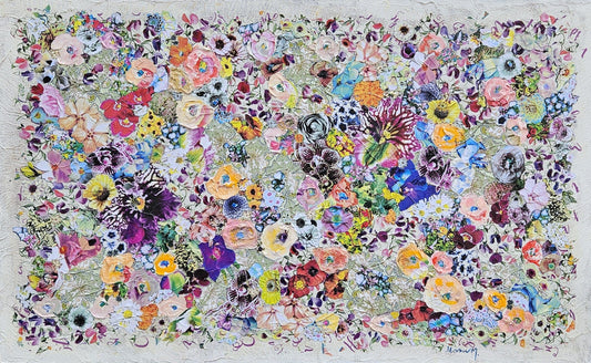 Manuela Moldovan Oeuvre original - Techniques mixtes 30x48 Walking In The Playful Garden