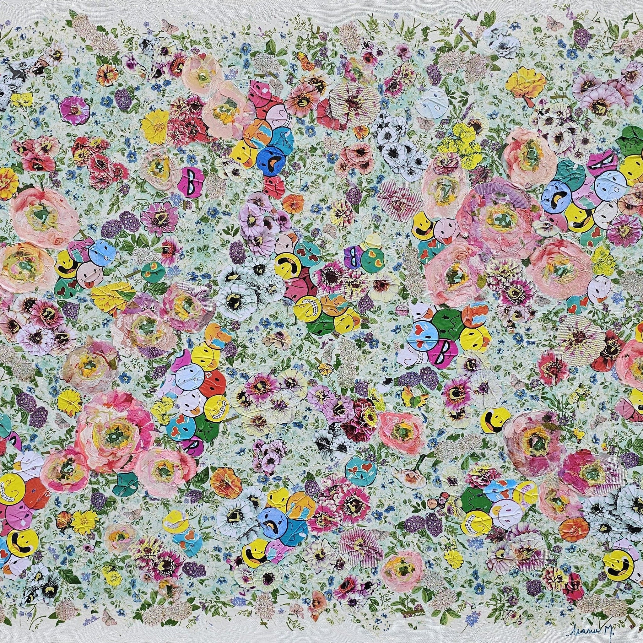 Manuela Moldovan Oeuvre original - Techniques mixtes 40x60 Walking in the Smiling Garden