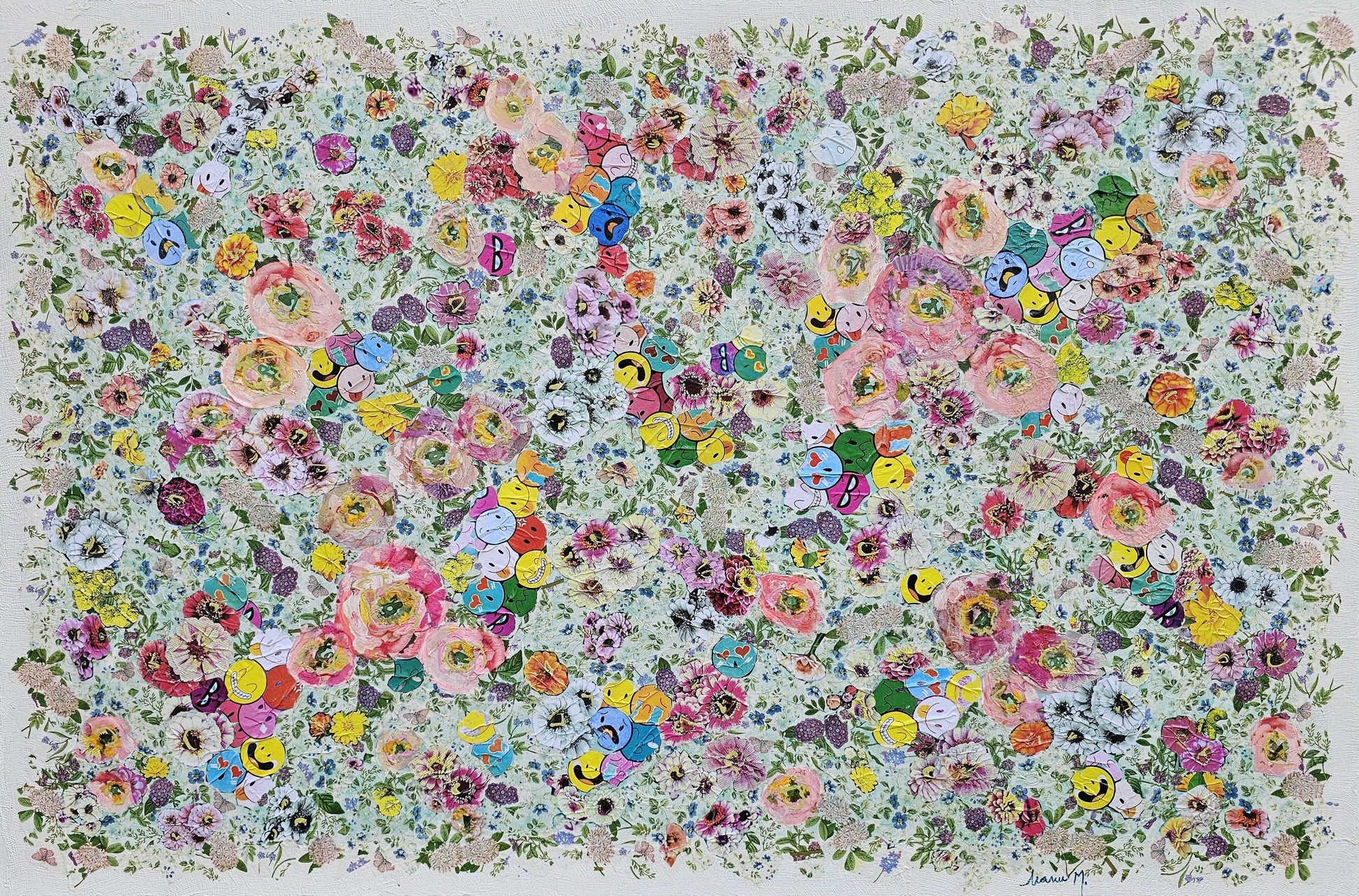 Manuela Moldovan Oeuvre original - Techniques mixtes 40x60 Walking in the Smiling Garden