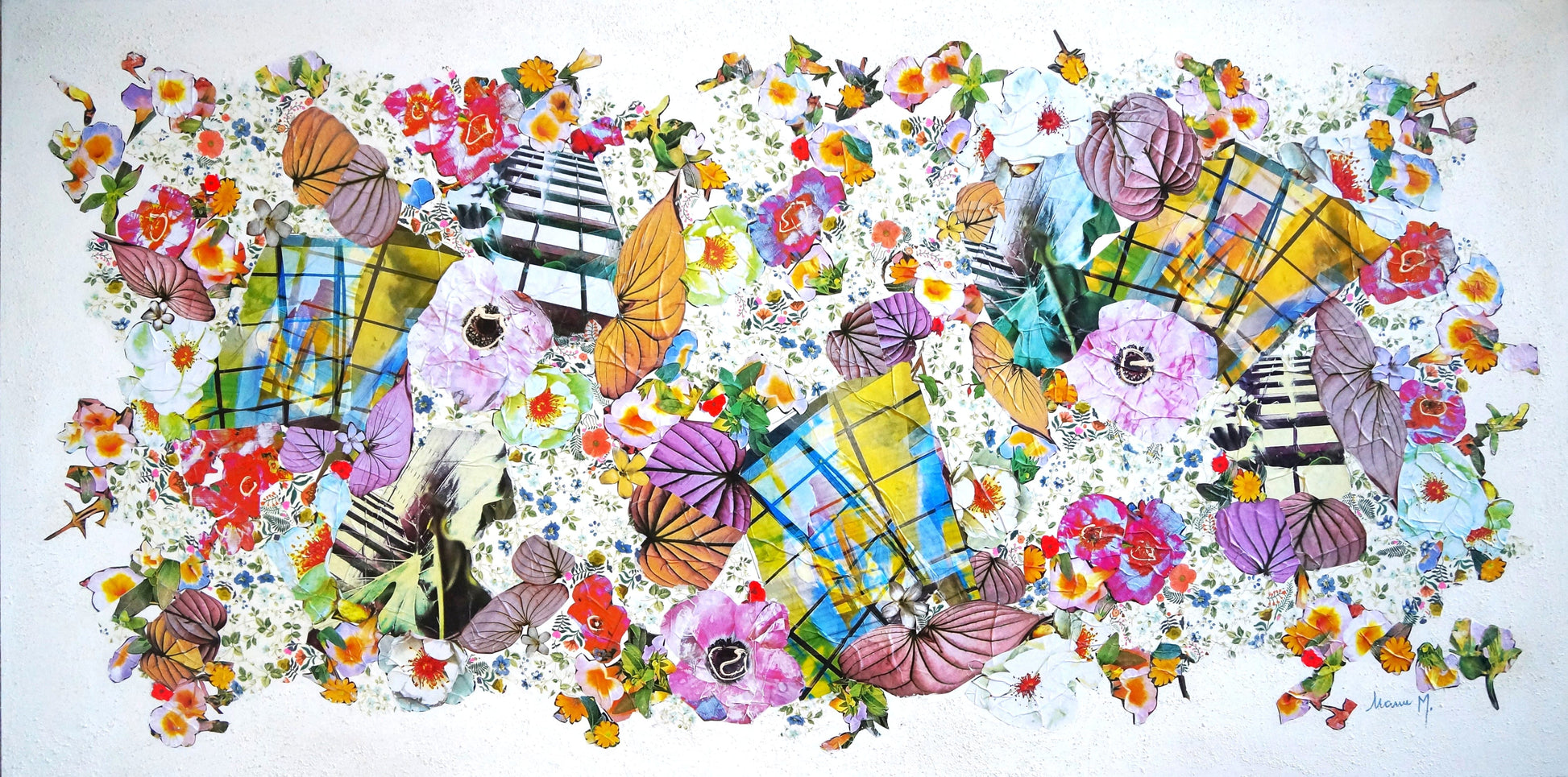 Manuela Moldovan Oeuvre original - Techniques mixtes 30x60 WALKING IN THE URBAN GARDEN 1