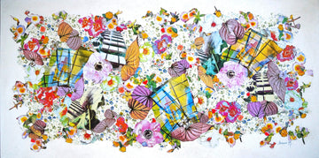 Manuela Moldovan Oeuvre original - Techniques mixtes 30x60 WALKING IN THE URBAN GARDEN 1