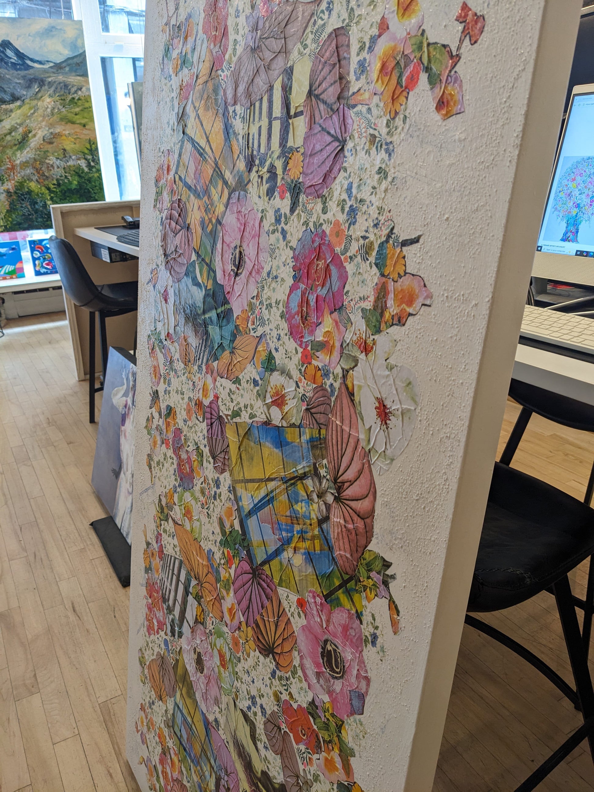 Manuela Moldovan Oeuvre original - Techniques mixtes 30x60 WALKING IN THE URBAN GARDEN 1