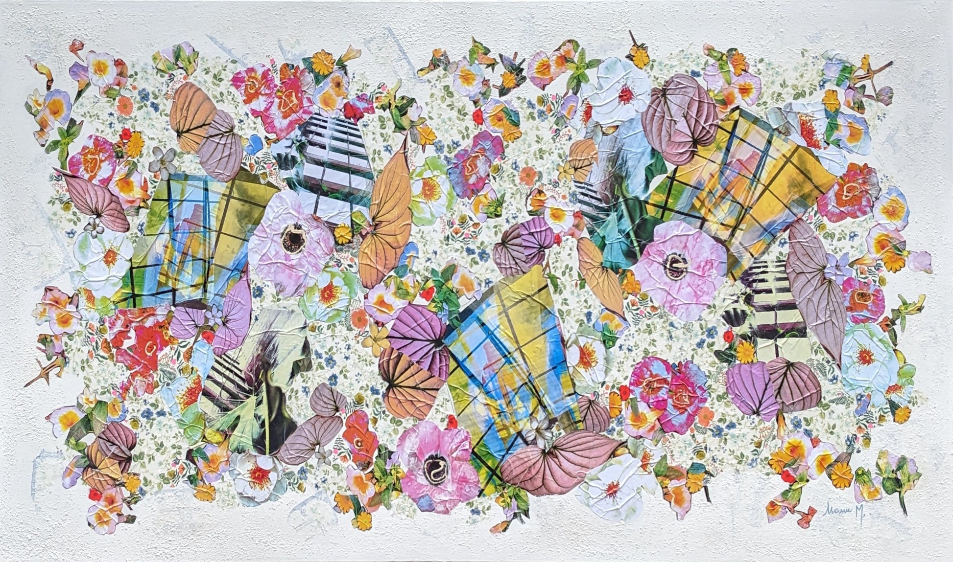 Manuela Moldovan Oeuvre original - Techniques mixtes 30x60 WALKING IN THE URBAN GARDEN 1