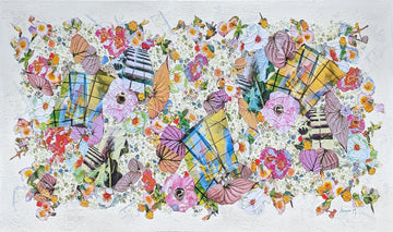 Manuela Moldovan Oeuvre original - Techniques mixtes 30x60 WALKING IN THE URBAN GARDEN 1