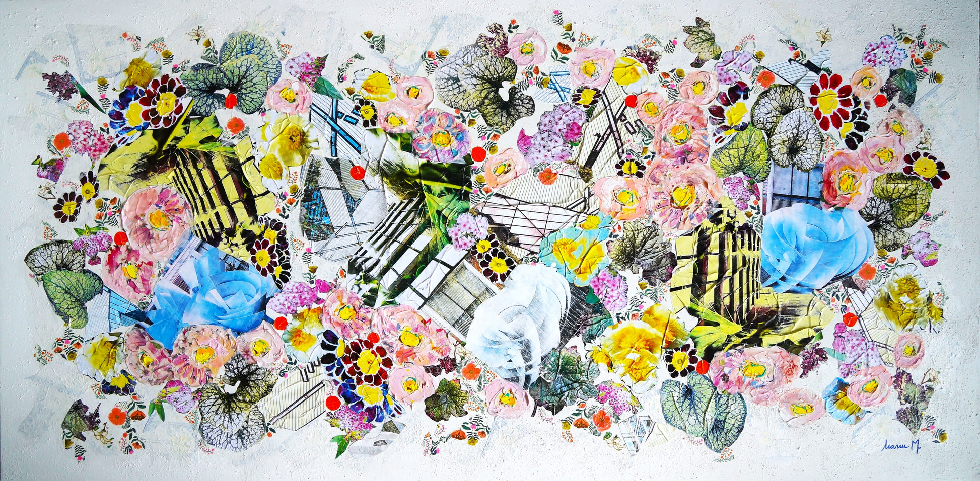 Manuela Moldovan Oeuvre original - Techniques mixtes 30x60 WALKING IN THE URBAN GARDEN 2