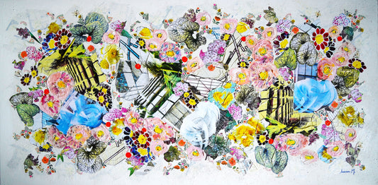Manuela Moldovan Oeuvre original - Techniques mixtes 30x60 WALKING IN THE URBAN GARDEN 2