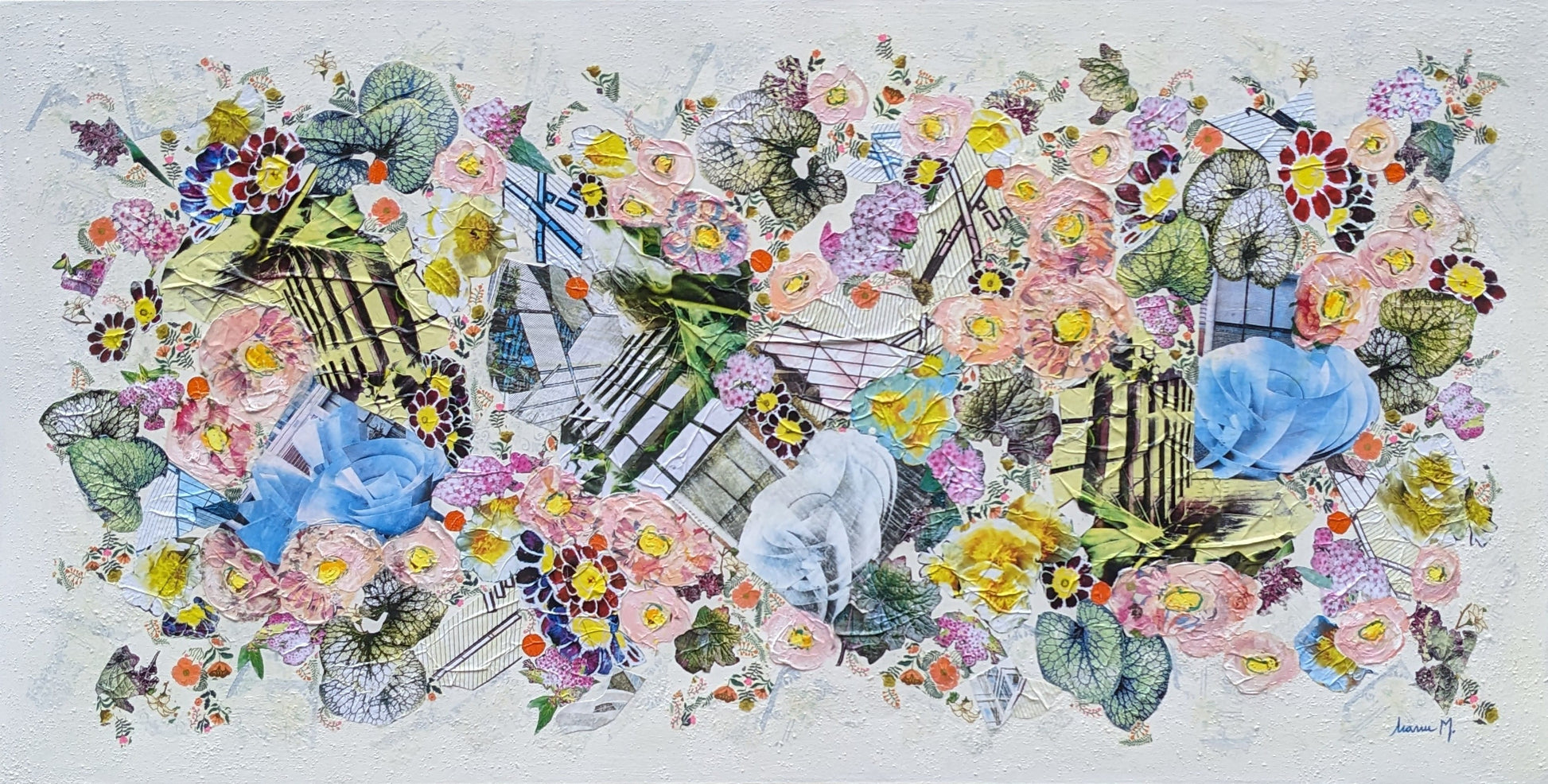 Manuela Moldovan Oeuvre original - Techniques mixtes 30x60 WALKING IN THE URBAN GARDEN 2