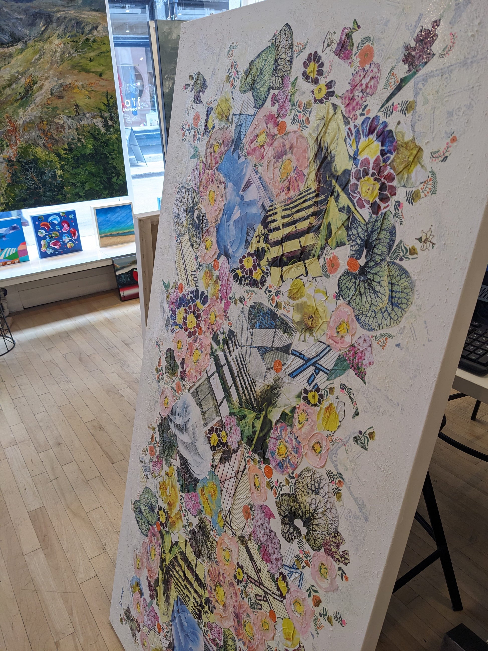 Manuela Moldovan Oeuvre original - Techniques mixtes 30x60 WALKING IN THE URBAN GARDEN 2