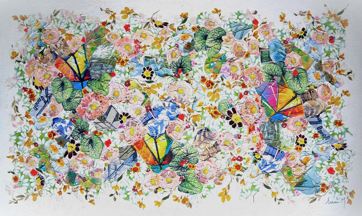 Manuela Moldovan Oeuvre original - Techniques mixtes 36x60 Walking in the Urban Garden 3